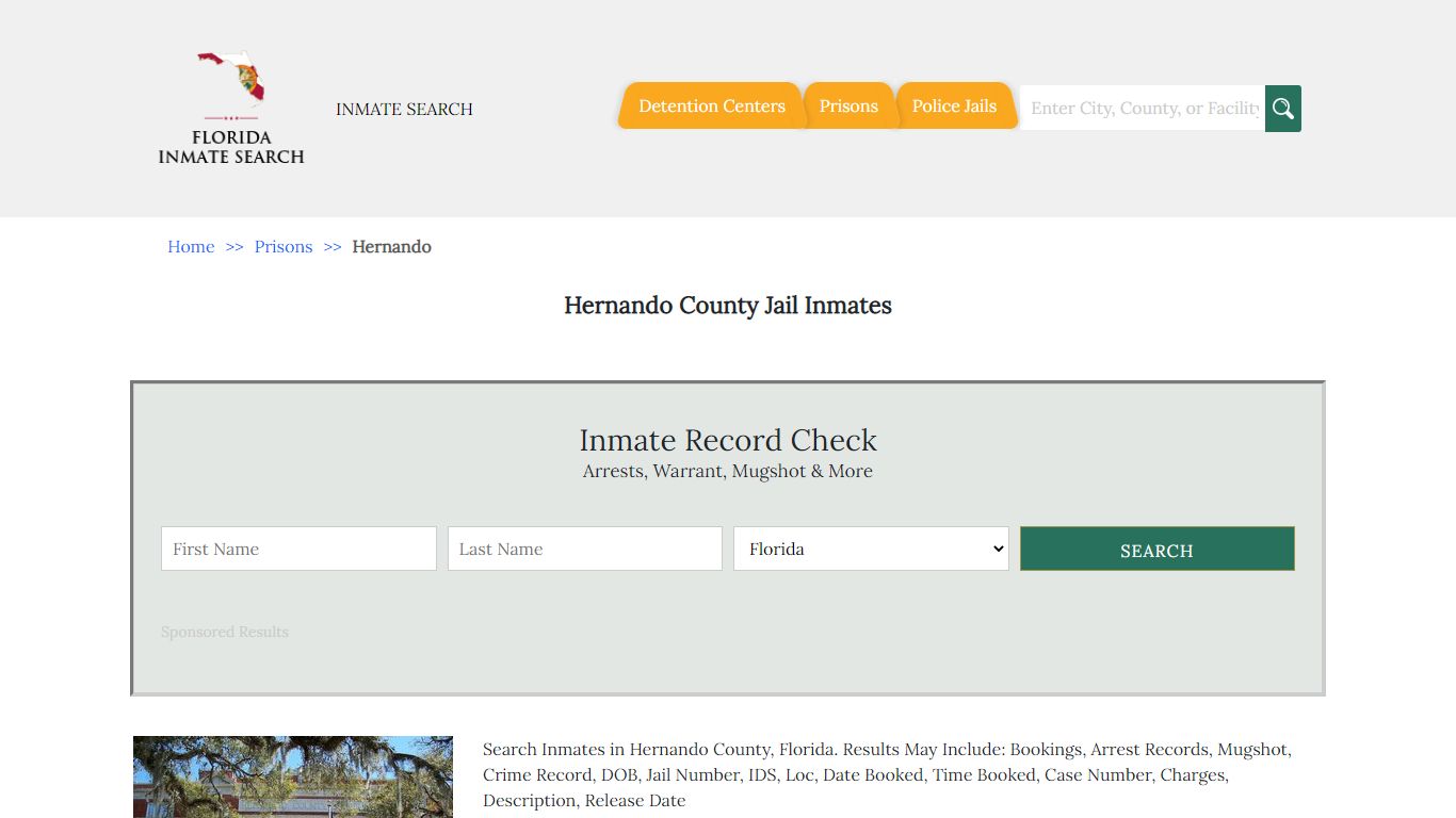 Hernando County Jail Inmates | Florida Inmate Search